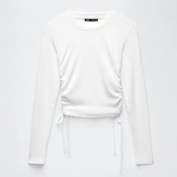 Zara ruched long sleeves white top - Picture 5 of 6